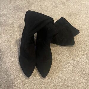 Steve Madde Brinkley Over the Knee Stretch Boot in Black Suede